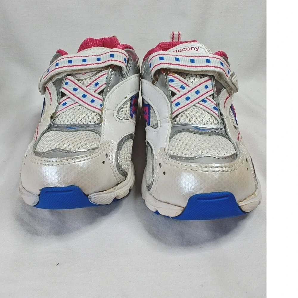 Saucony Baby Blaze A/C White Pink Blue Girls Running Shoes 10W New Hook Loop
